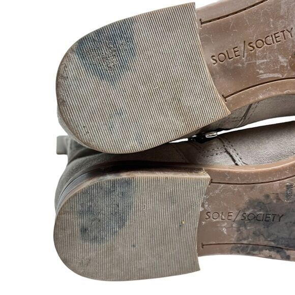 SOLE SOCIETY Taupe BELVANNE Genuine Leather Suede Ankle Boots Booties Shoes sz 8 - Picture 16 of 16